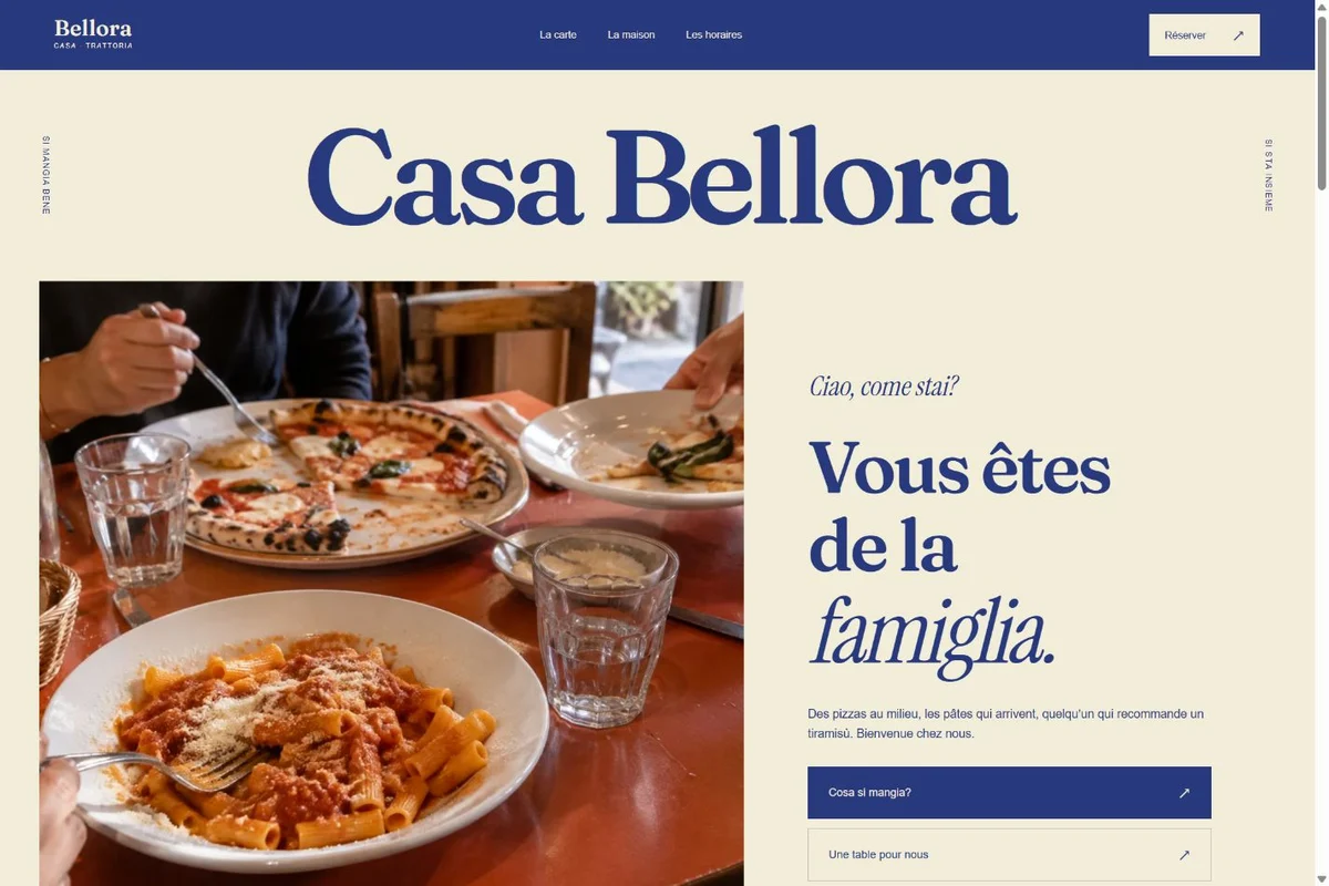 Aperçu du site Casa Bellora : la générosité italienne