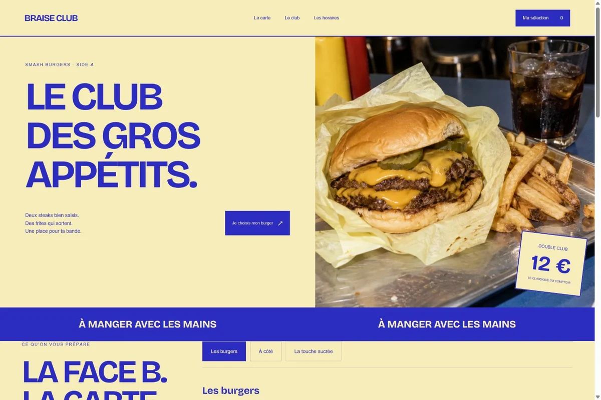 Aperçu du site Braise Club : du caractère, à emporter