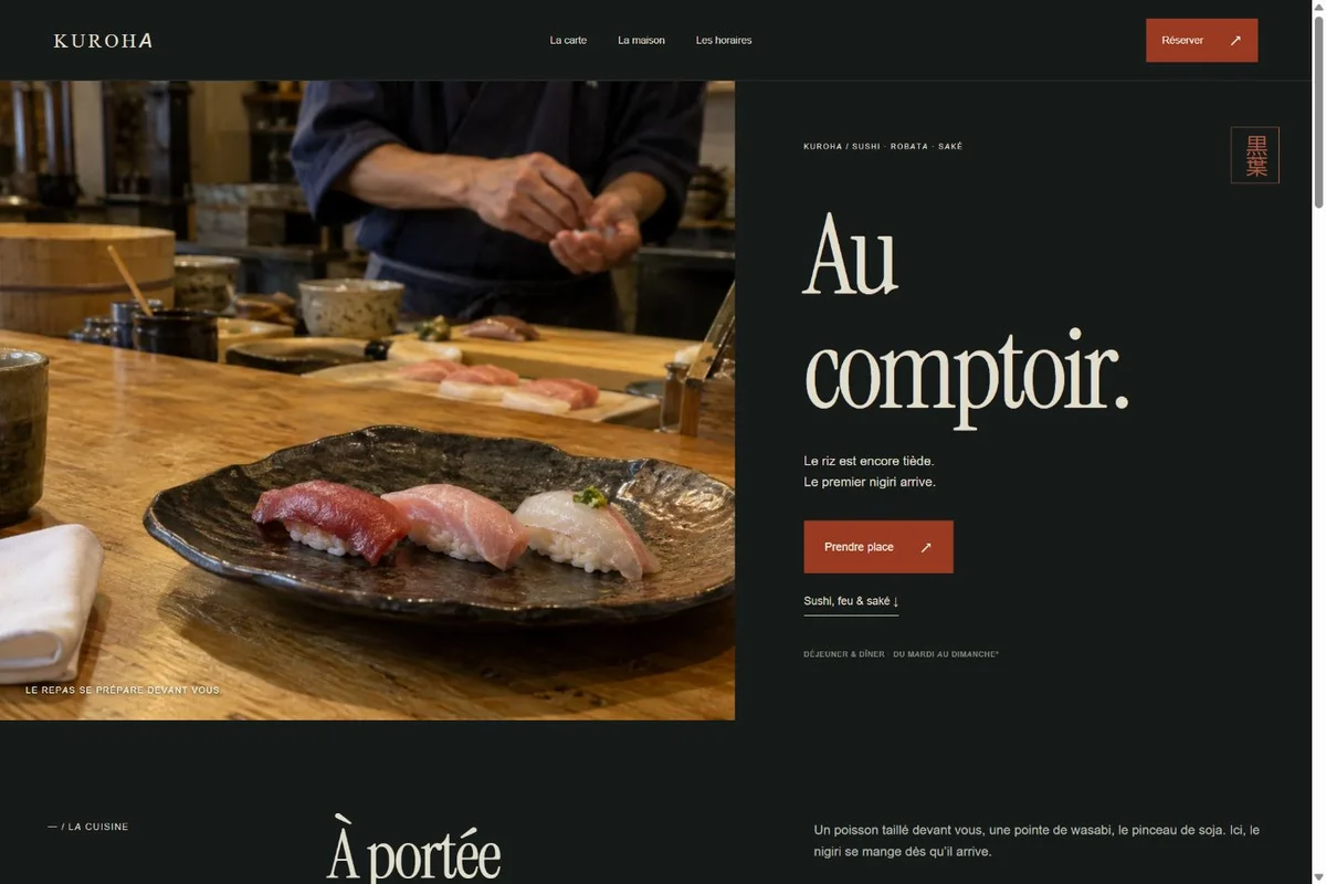 Aperçu du site Kuroha : le sens du détail
