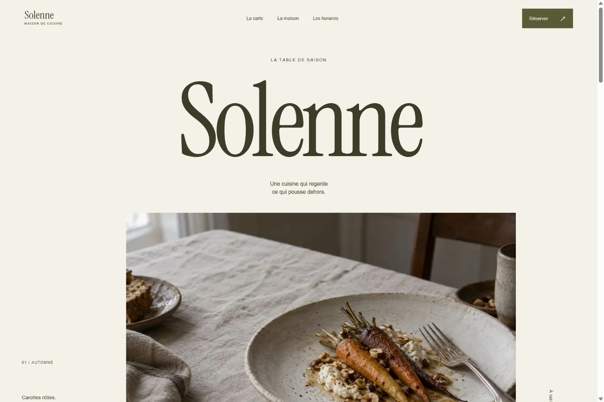 Aperçu du site Maison Solenne : l’élégance sans détour